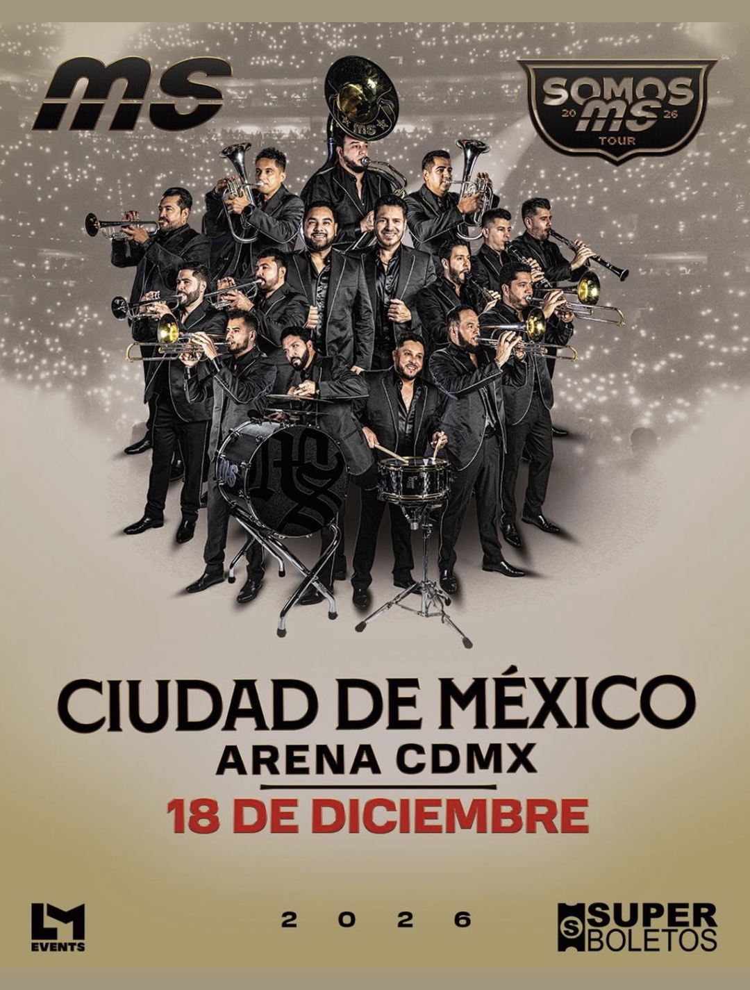 Cartel de BANDA MS DE SERGIO LIZARRAGA EN ARENA CDMX